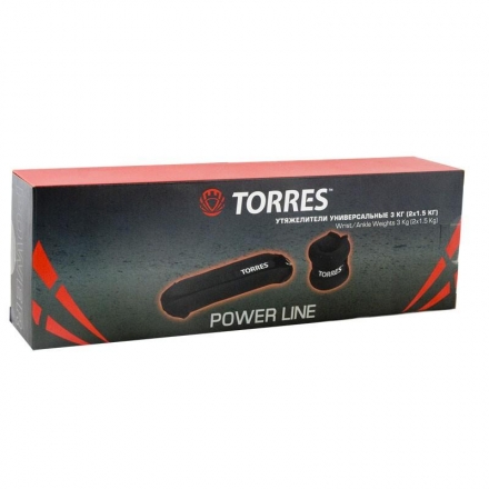 Утяжелители универсальные "TORRES 3 кг", эрг. форма, неопрен, металл. песок, черный, фото 2