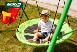 Качели SLP SYSTEMS 3 секции + лодочка красное + Качеля TS40 + сиденье гибкое желтое, фото 8
