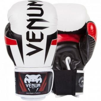 Перчатки боксерские Venum "Elite" Boxing Gloves - White/Black/Red, фото 1