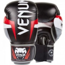 Перчатки боксерские Venum "Elite" Boxing Gloves - Black/Red/Grey