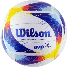 Мяч вол. "Wilson AVP Splatter" арт.WTH30120XB, р.5, 18 пан, композит.кожа, маш.сшивка, бело-сине-жел Мяч вол. "Wilson AVP Splatter" арт.WTH30120XB, р.5, 18 пан, композит.кожа, маш.сшивка, бело-сине-жел