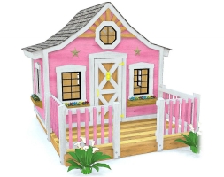 Розовый игровой домик TORUDA WOOD Коттедж 2 с крыльцом, фото 1