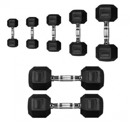Гантель PERFORM BETTER Rubber Encased Hex Dumbbells 10 кг, фото 1