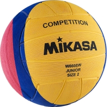 Мяч для водного поло "MIKASA W6608W" р.2, jun, резина, вес 300-320 г, дл. окр.58-60см,желт-син-роз