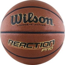Мяч баск. WILSON Reaction PRO, арт.WTB10137XB07, р.7, синт. PU, бутил. камера, коричневый Мяч баск. WILSON Reaction PRO, арт.WTB10137XB07, р.7, синт. PU, бутил. камера, коричневый