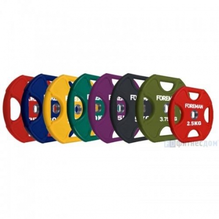 Диск X-Training уретановый цветной FOREMAN FM/UPX-25KG-RD (25 кг), фото 2
