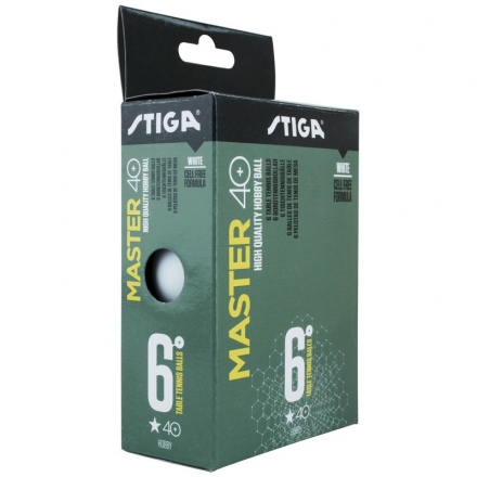 Мяч для наст. тенниса Stiga Master ABS 1*, арт.1111-2410-06, диам. 40+мм, пластик, упак. 6 шт, белый, фото 1