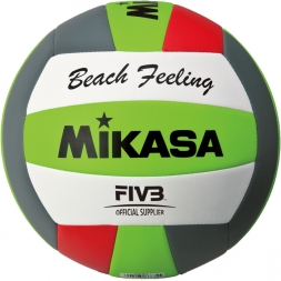 Мяч вол. пляжн. "MIKASA VXS-BFL", р.5, синт.кожа(ТПУ),лого ВФВ,18 пан.,маш.сш,бут.кам,зел-сер-красн, фото 1 Мяч вол. пляжн. "MIKASA VXS-BFL", р.5, синт.кожа(ТПУ),лого ВФВ,18 пан.,маш.сш,бут.кам,зел-сер-красн, фото 1