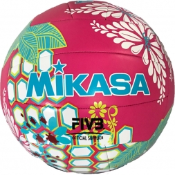 Мяч вол. пляжн. "MIKASA VXS-HS 1",р.5,синт.кожа(ТПУ),лого ВФВ,18пан.,маш.сш, бут.кам,малин-гол-жел, фото 1