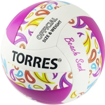 Мяч вол. пляжн. "TORRES Beach Sand Pink" арт.V32085B, р.5, синт.кожа (ТПУ),маш.сш,бут.кам,бел-роз Мяч вол. пляжн. "TORRES Beach Sand Pink" арт.V32085B, р.5, синт.кожа (ТПУ),маш.сш,бут.кам,бел-роз