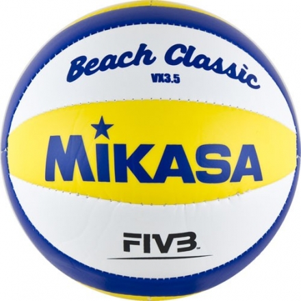 Мяч вол. пляжн. сув. "MIKASA VX3.5" р.1, диам. 15 см, синт. кожа ПВХ, бело-желто-синий, фото 1