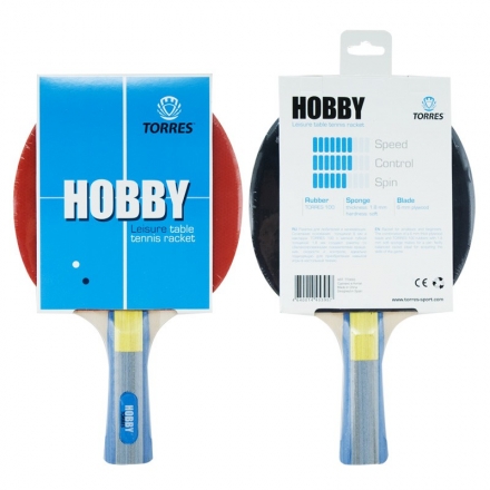Ракетка для н/т TORRES Hobby, арт.TT0003, для любителей, накладка 1,8 мм, конич. ручка, фото 1