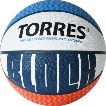 Мяч баск. "TORRES Block" арт.B02077, р.7, резина, нейлон. корд, бут. камера, бело-сине-красный Мяч баск. "TORRES Block" арт.B02077, р.7, резина, нейлон. корд, бут. камера, бело-сине-красный