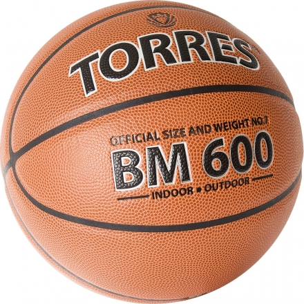 Мяч баск. "TORRES BM600" арт.B32027, р.7, ПУ, нейлон. корд, бут. камера, темнокоричневый-черн, фото 2