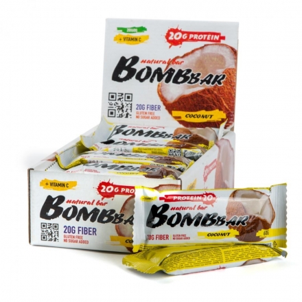 Протеиновый батончик Bombbar 60 гр, Кокос, шт., фото 1