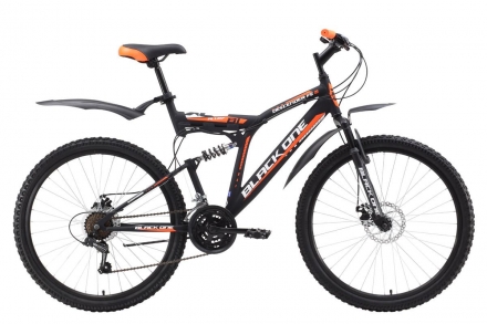 Велосипед Black One Descender FS 26 D Alloy черно-оранжевый 18", фото 1