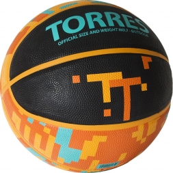 Мяч баск. "TORRES TT" арт. B02127,  р.7, резина, нейлон. корд, бут. кам., черный-мультиколор, фото 2