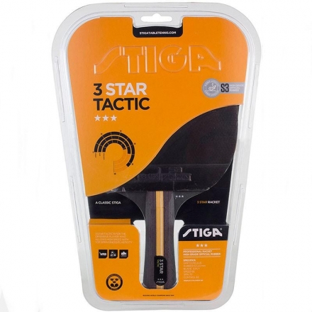 Ракетка для настольного тенниса Stiga Tactic WRB 3***, для продвинутых игроков, одобренная ITTF, коническая ручка, фото 1