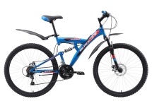 Велосипед Black One Flash FS 26 D голубой/чёрный/оранжевый 20"