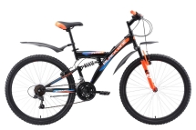 Велосипед Black One Flash FS 26 чёрный/оранжевый/голубой 20"