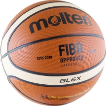 Мяч баск. "MOLTEN BGL6X" р.6, FIBA Appr,12 пан, нат.кожа, бут.кам,кор-беж-чер Мяч баск. "MOLTEN BGL6X" р.6, FIBA Appr,12 пан, нат.кожа, бут.кам,кор-беж-чер