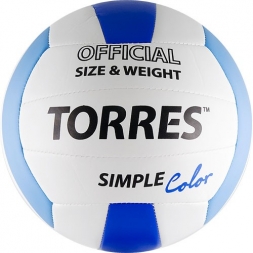 СЦ*Мяч вол. "TORRES Simple Color" арт.V30115, р.5, синт.кожа (ТПУ), маш. сшивка, бут.камера,бел-гол, фото 1