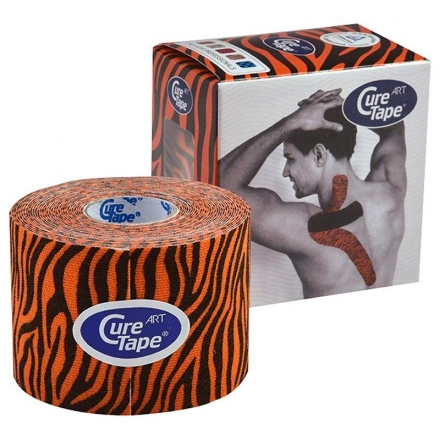 Тейп кинезиологический CureTape Art Tiger, 5 см x 5 м, арт. 163159, оранжево-черный, фото 1