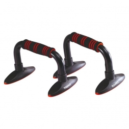 Упоры для отжимания "TORRES Push-Up Bars металл", эрг. форма, черно-красный, фото 1